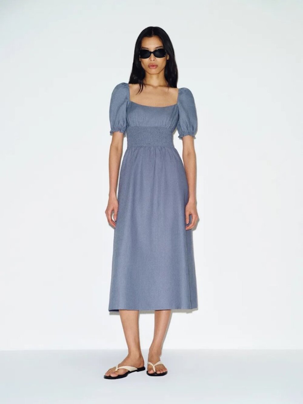 Reformation Adler Linen Dress In cornflower, NEW WITHOUT TAGS, NEVER WORN.
